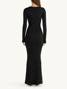 Natalia Longsleeve Dress | Black/Silver Sequin