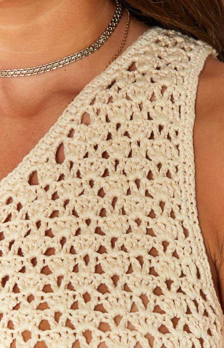 Ayse Crochet Mini Dress | Beige