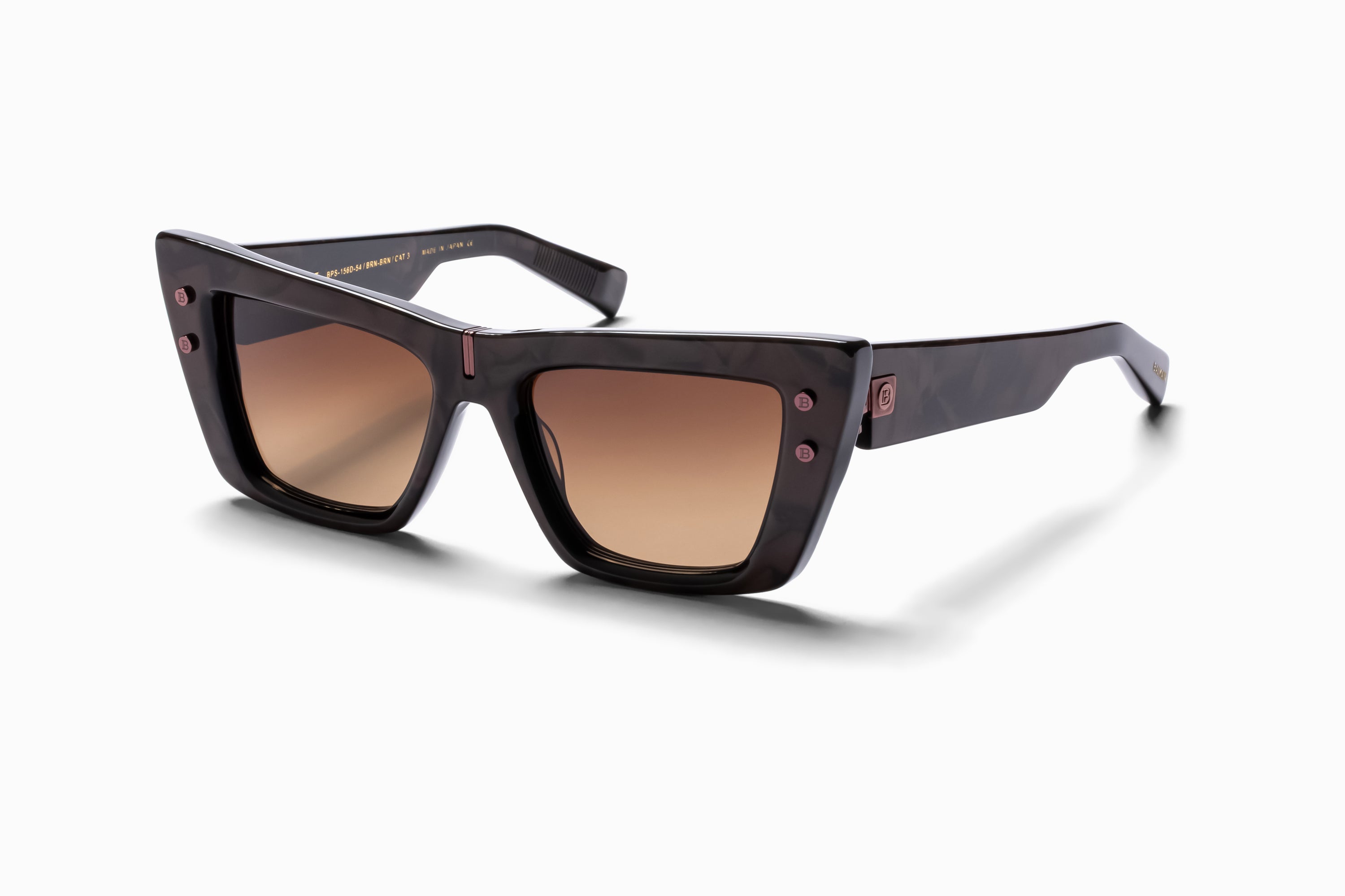 Womens | B - Eye Sunglass | Leather Brown - White Gold | Dark Brown Gradient