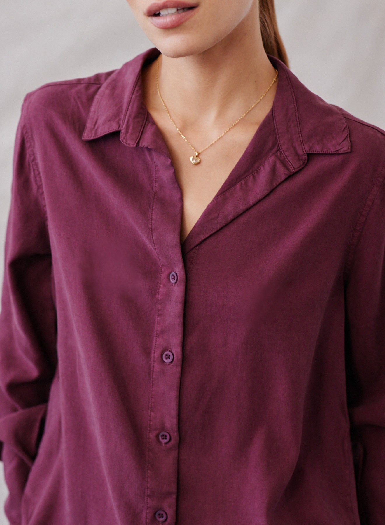 Long Sleeve Classic Button Down - Wildberry