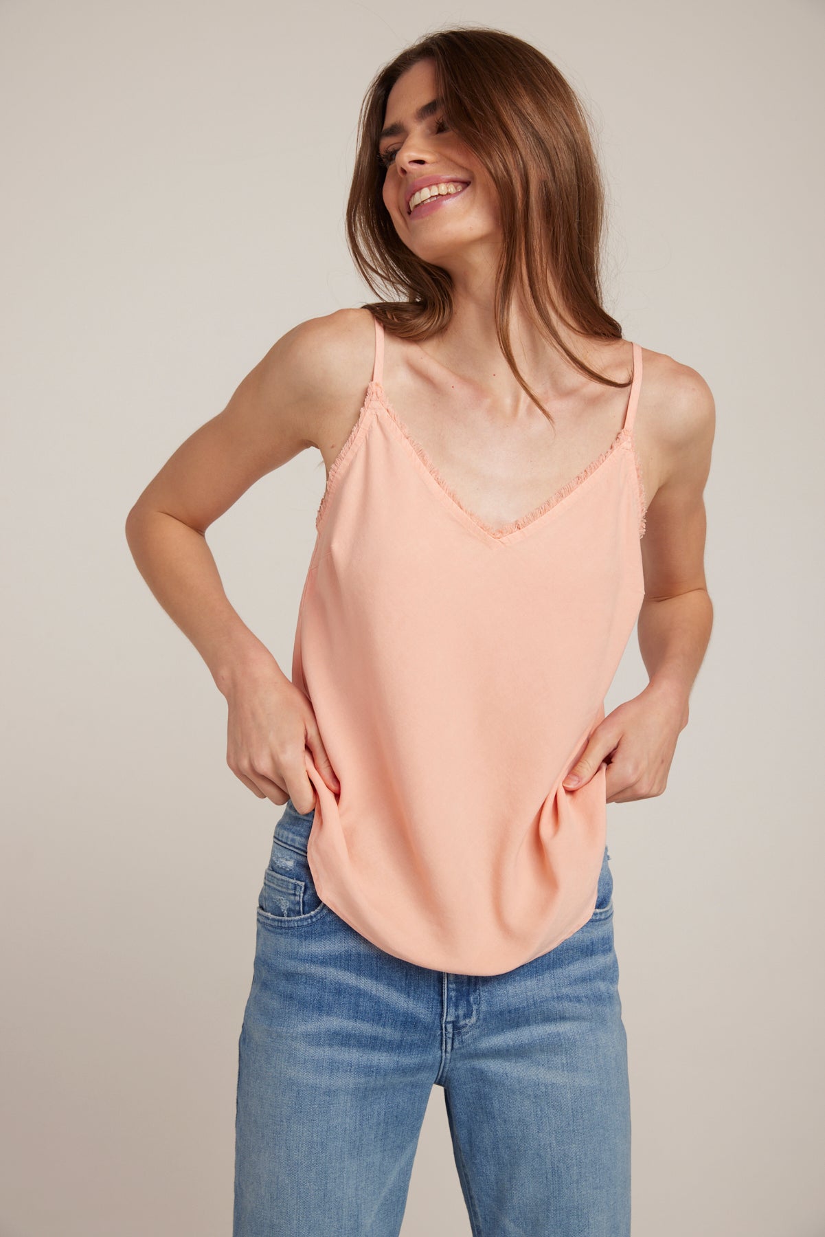 Bella DahlFrayed Tencel Cami - Sunset CoralTops