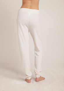 Cashmere Wide Rib Jogger - Pearl White