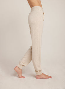 Cashmere Wide Rib Jogger - Soft Nude