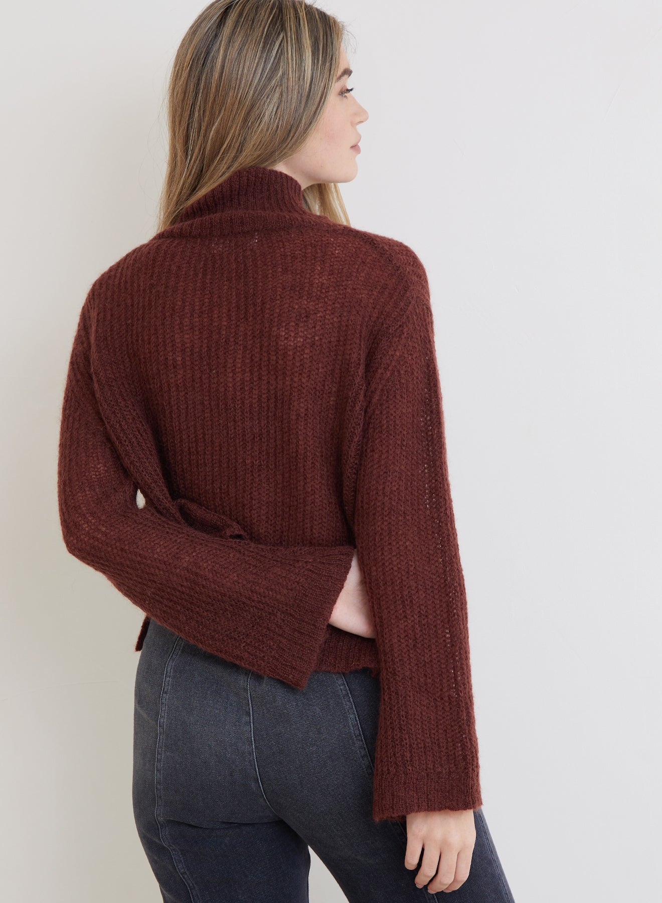 Brea A-Line Turtleneck Sweater  - Amber Brown