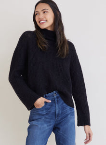 Brea A-Line Turtleneck Sweater  - Black