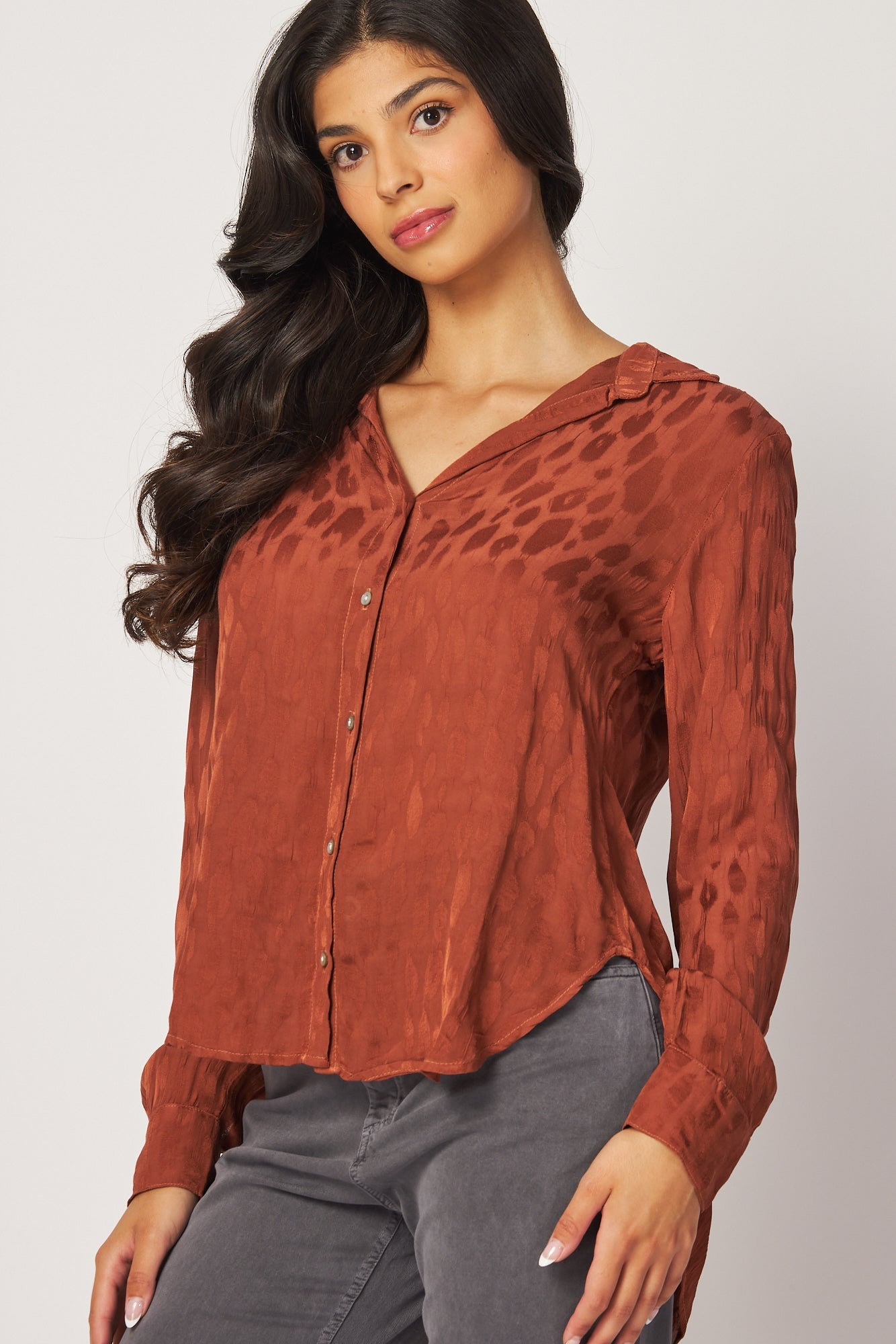 Flowy Button Down - Deep Sepia