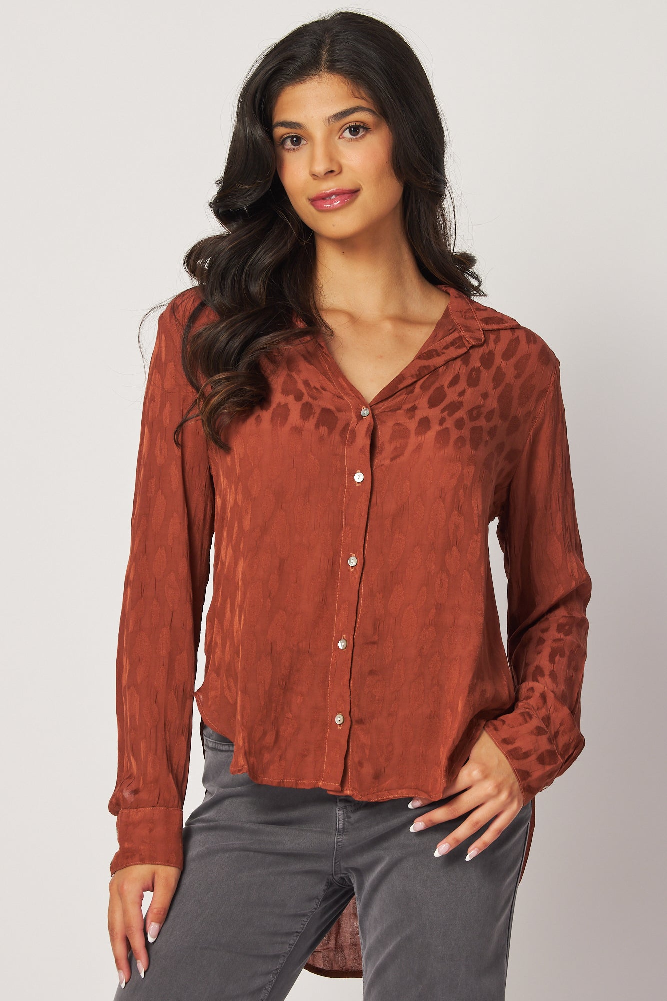 Flowy Button Down - Deep Sepia