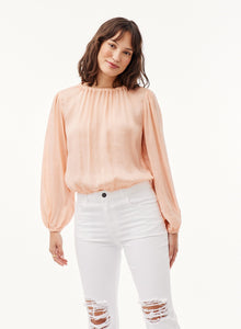 Elastic Shirred Top | Peach Clouds