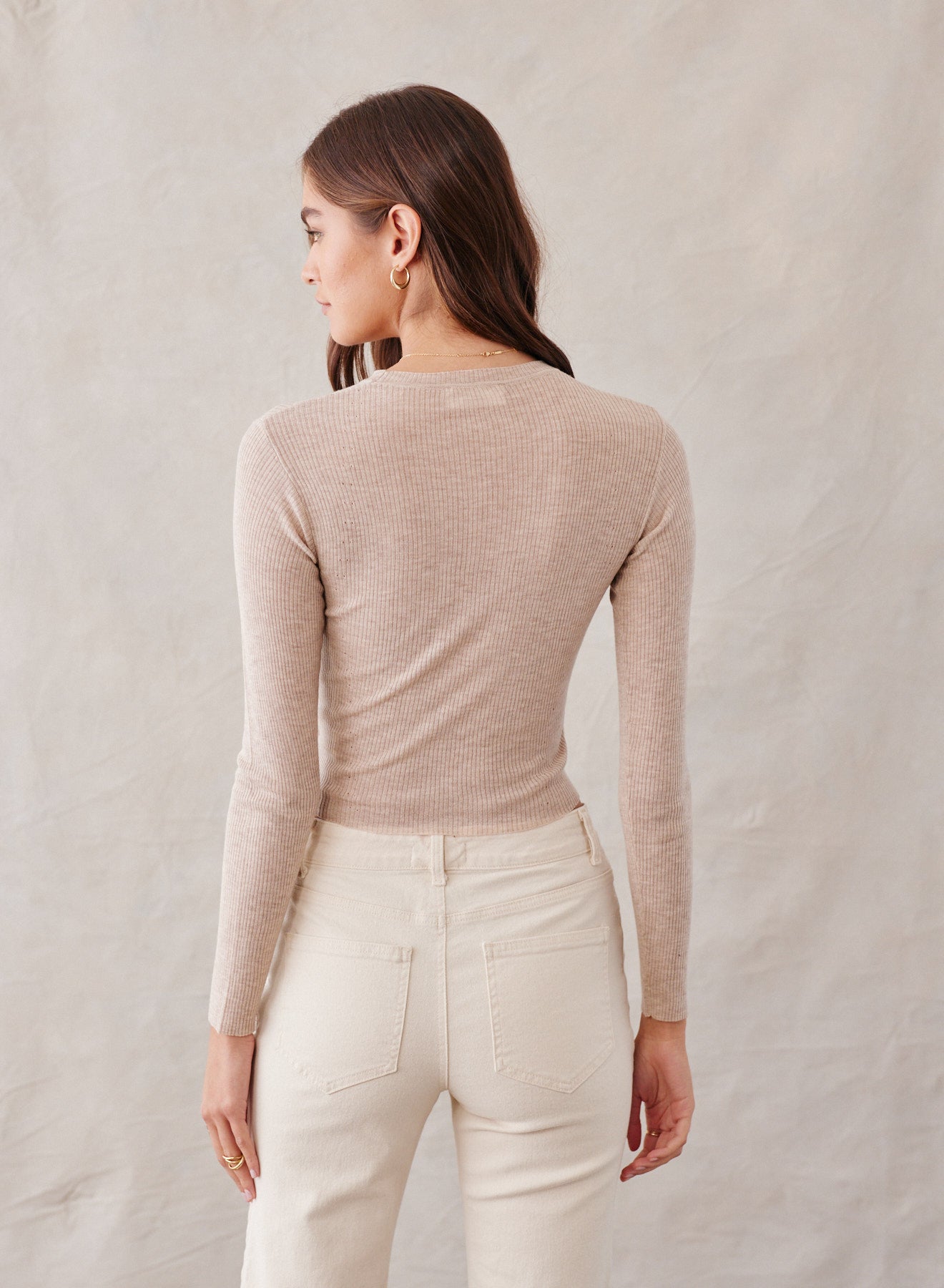 Long Sleeve Crew Neck Sweater - Heather Oat Web Did Not Order