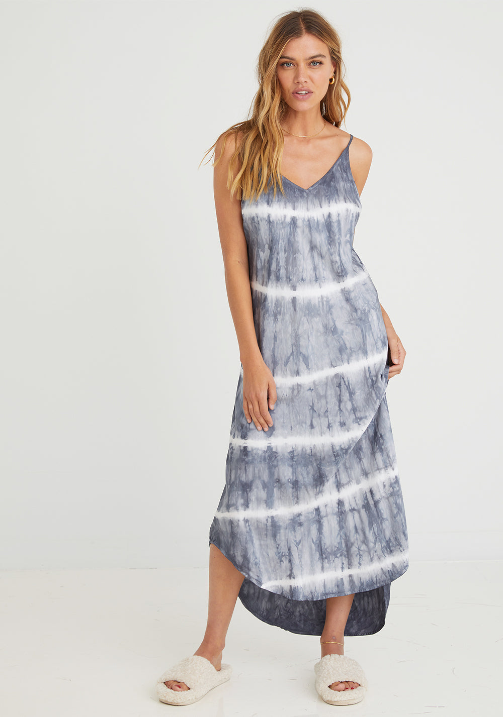 Bias Slip Dress | Glacier Stripe Dye