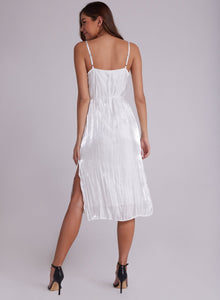 V-Neck Cami Shift Dress - White Shimmer