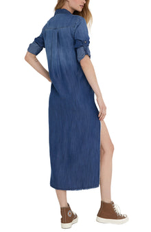 Maxi Shirt Dress - Dark Ombre Wash