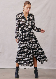 Frida Maxi Shirt Dress - Blurred Ikat Print