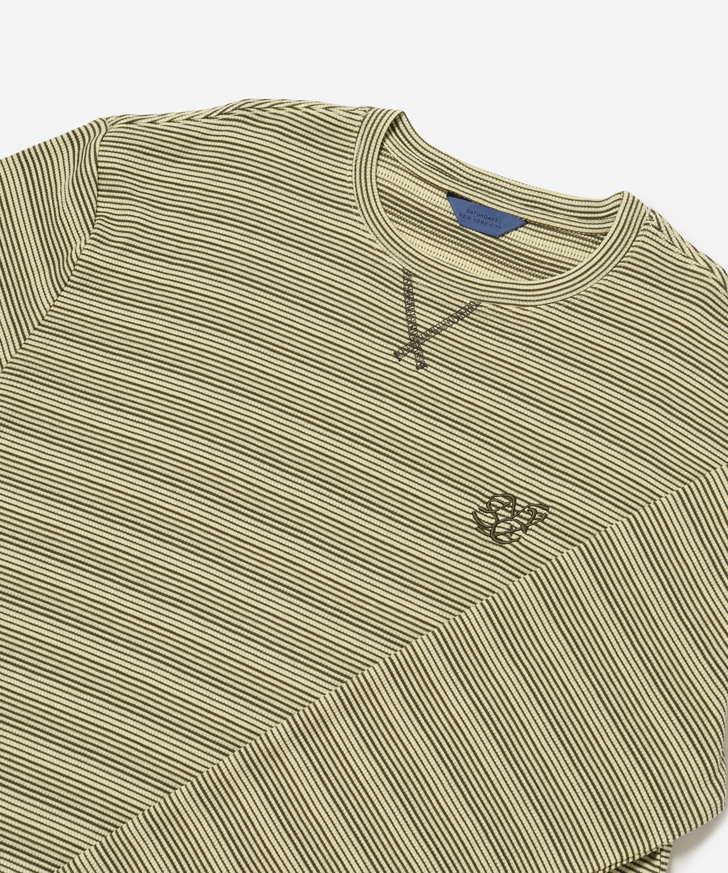 French Vanilla | Striped Waffle Relaxed LS Tee