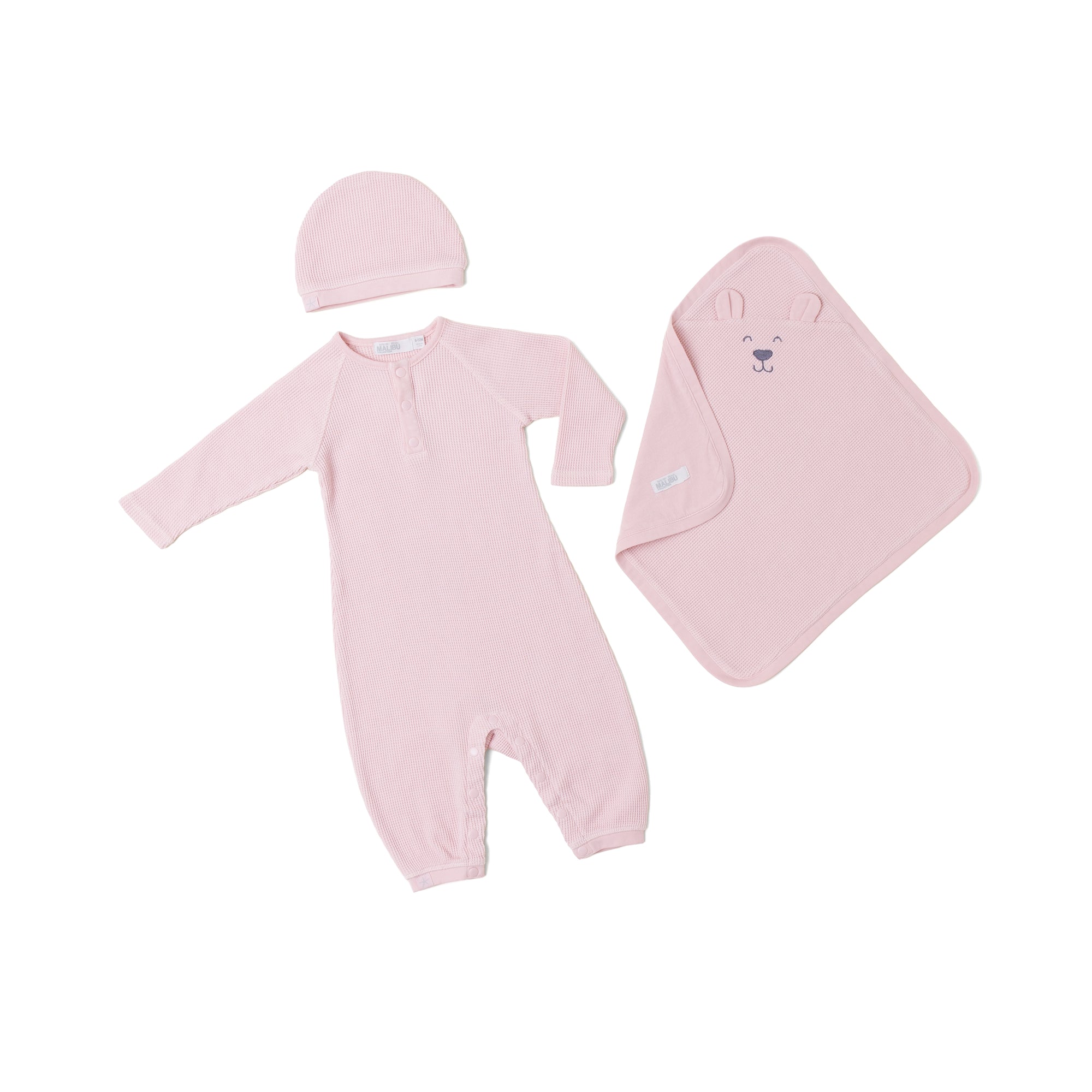 Malibu Collection Waffle Knit Baby Bundle | Dusty Rose