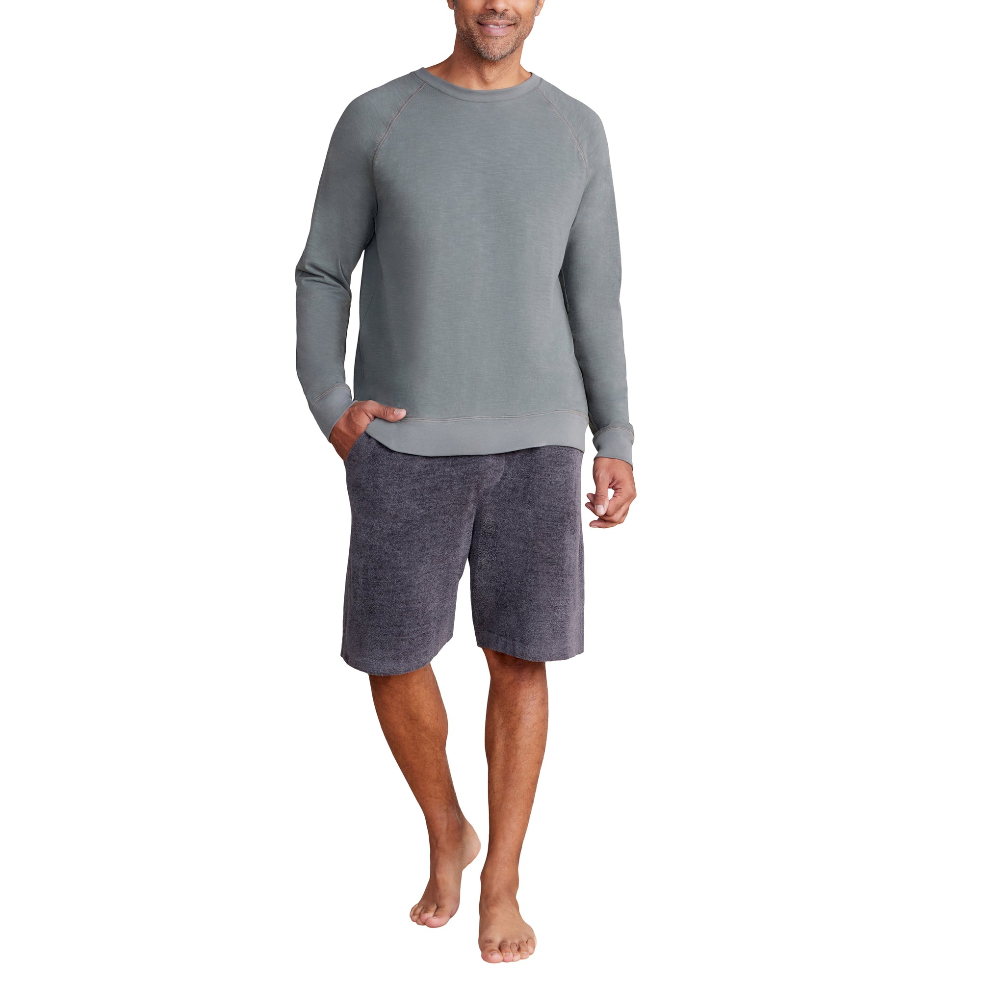 Malibu Collection Men's Slub L/S Raglan | Olive Branch