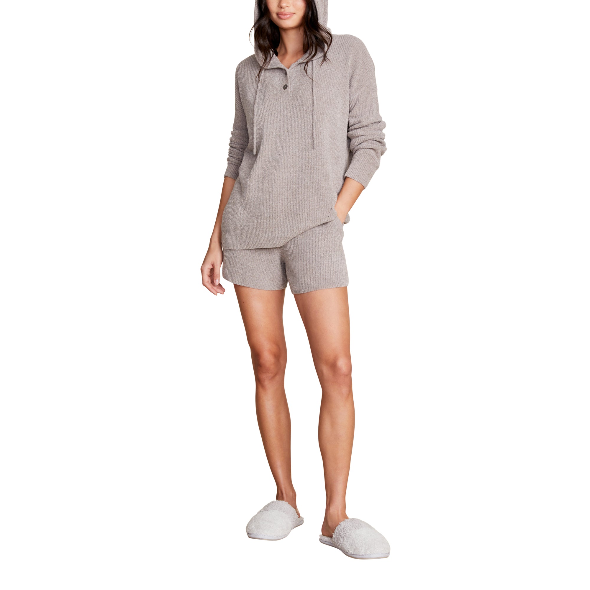 Cozychic Ultra Lite Ribbed Henley Hoodie | Beach Rock