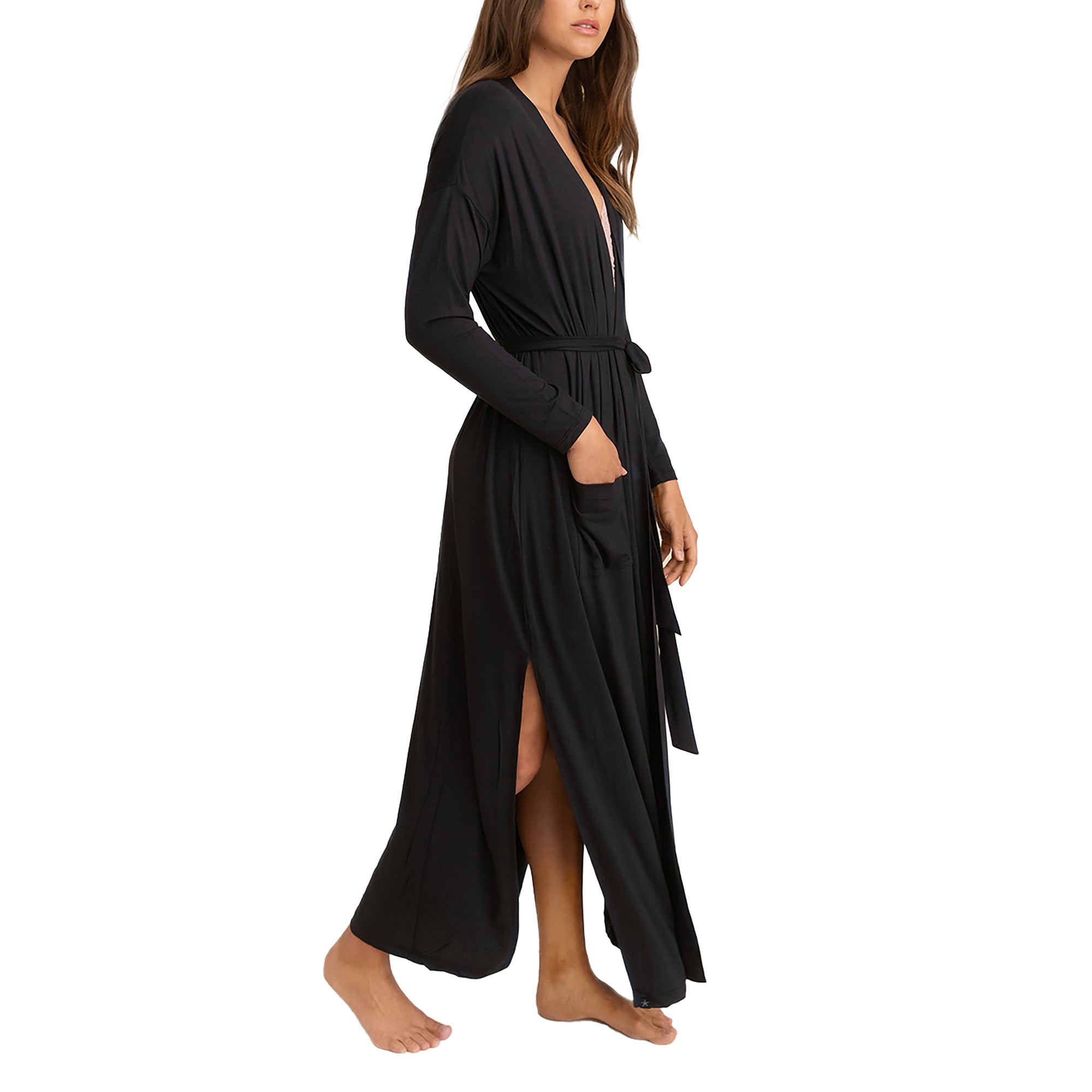 Luxe Milk Jersey Women's Duster Robe | Black