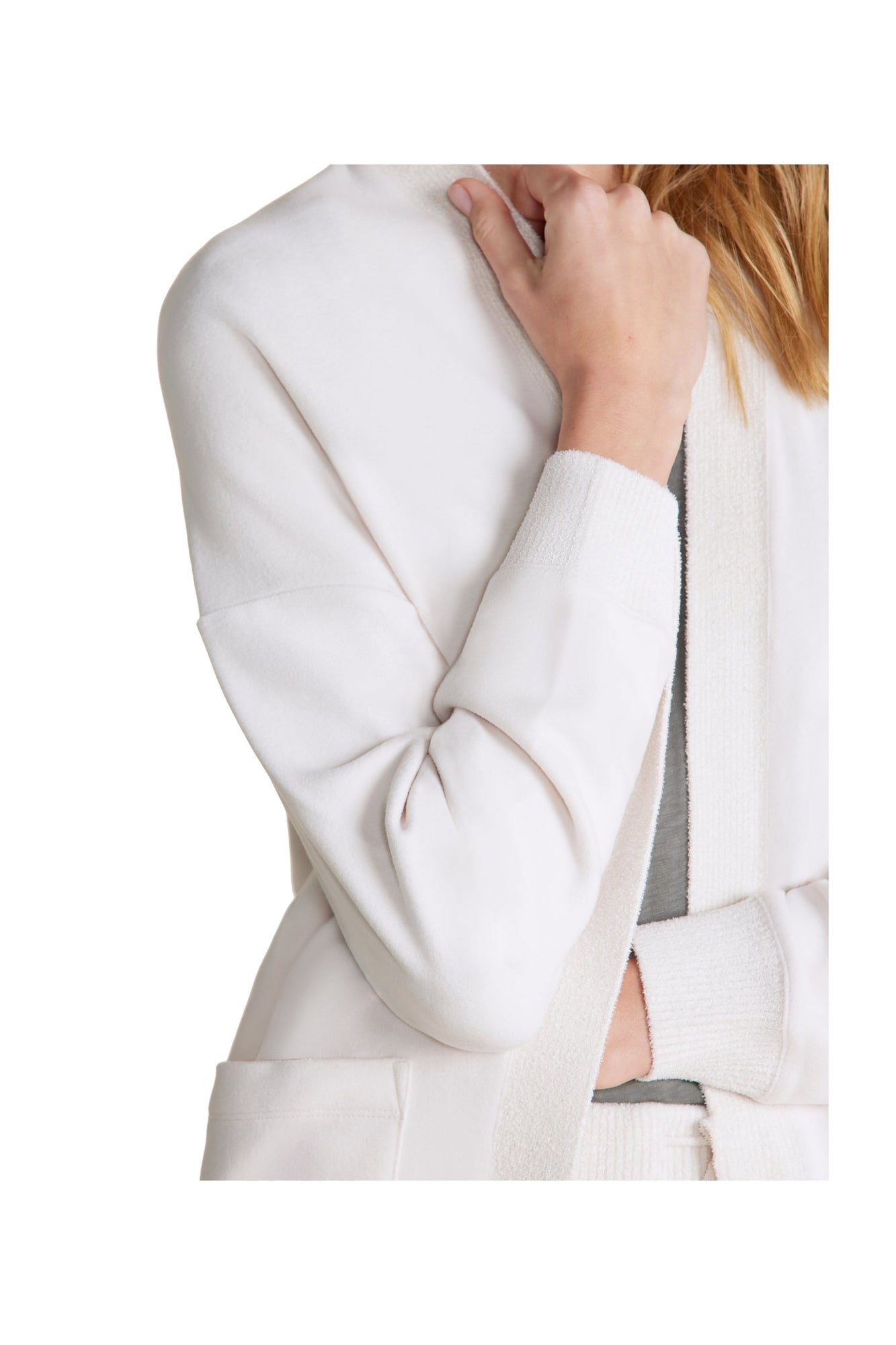 Womens | Malibu Collection Brushed Fleece Sweater Mix Cardigan | Sand Dune