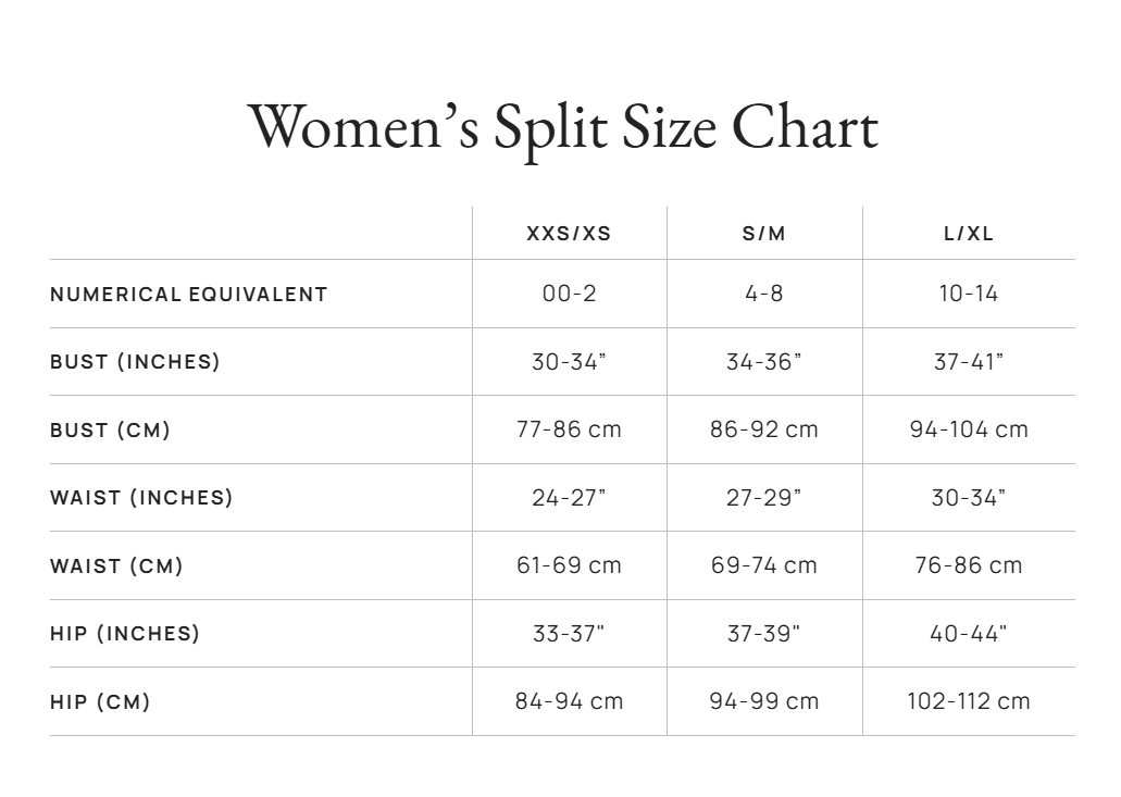Product size guide