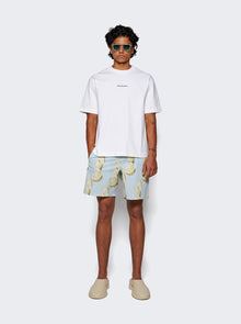 Men | Givenchy | Cotton Seersucker Swim Shorts Lemon Print | Blue
