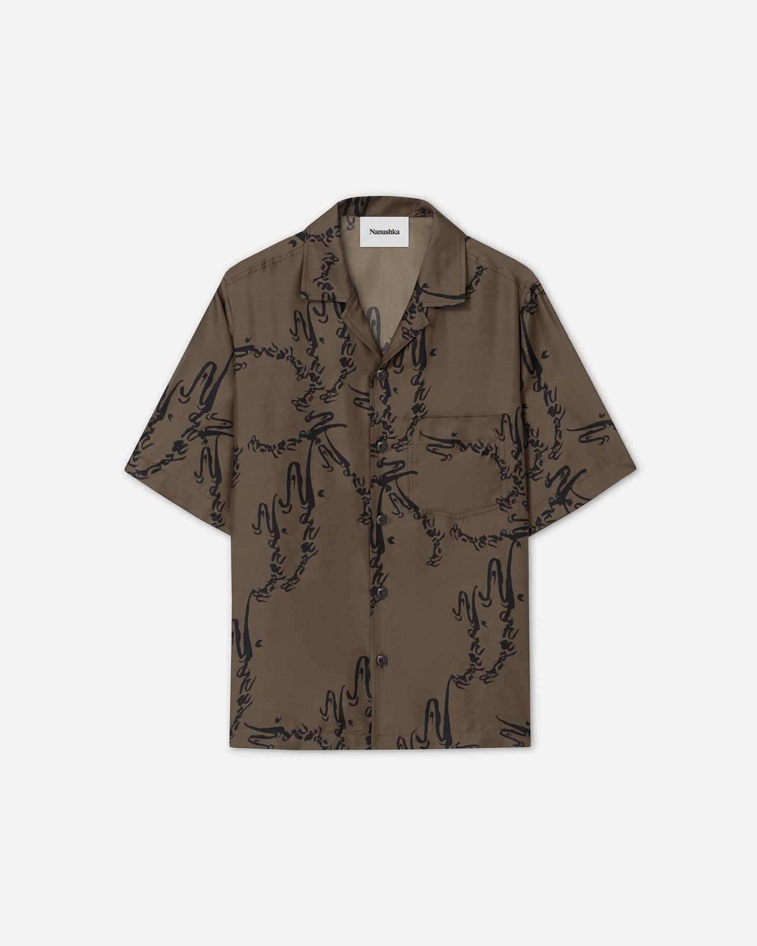 Bodil Printed Silk-Twill Shirt | Khaki