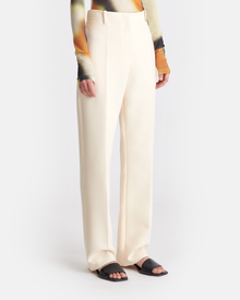 Loren Double Suiting Straight-Leg Pants | Creme