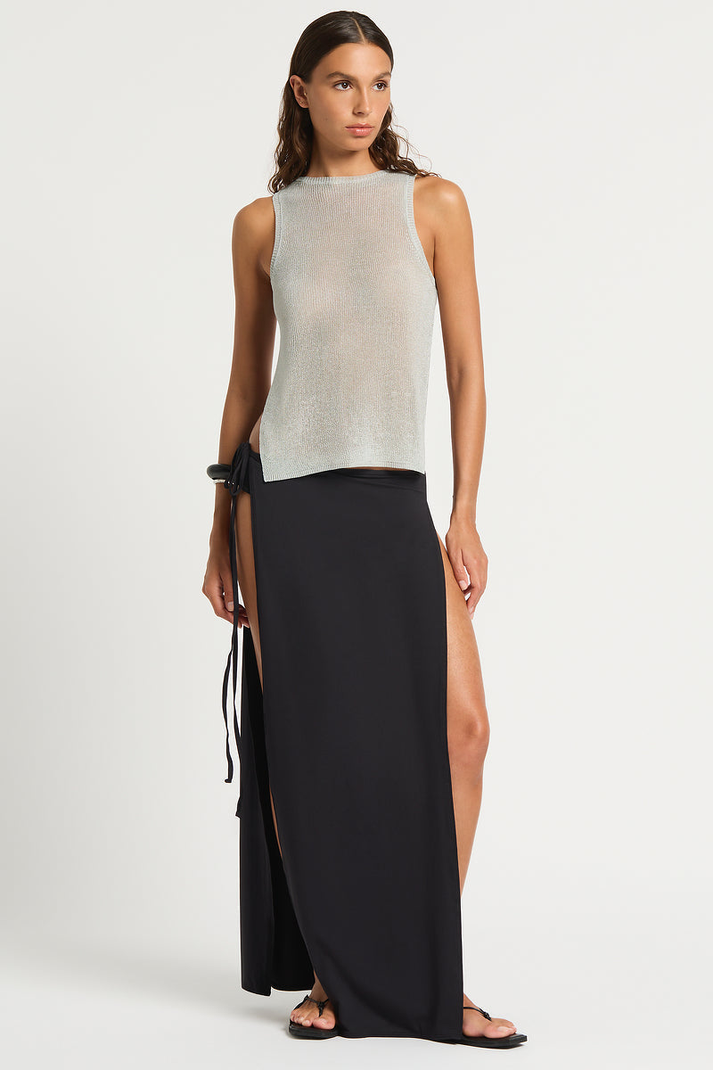 Asher Split Tank | Silver Knit