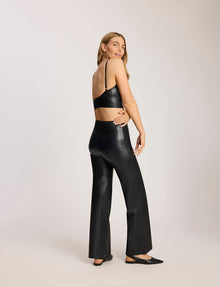 Faux Leather Longline Bralette::Black::Back