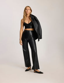 Faux Leather Longline Bralette::Black::