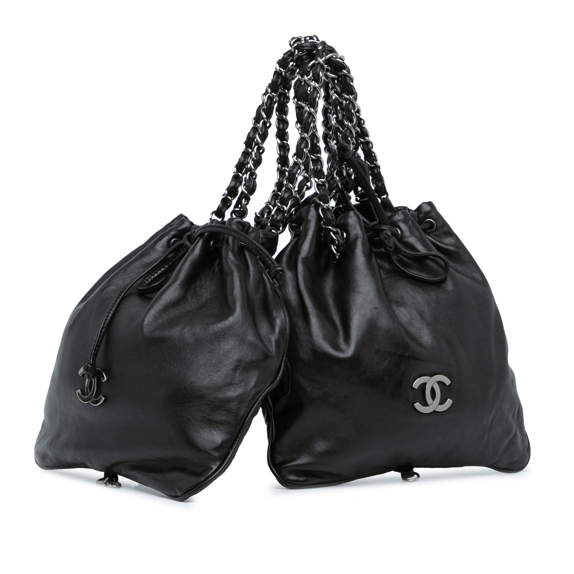 Chanel | Pre-Owned CC Calfskin Dual Twin Chain Handbag | Black