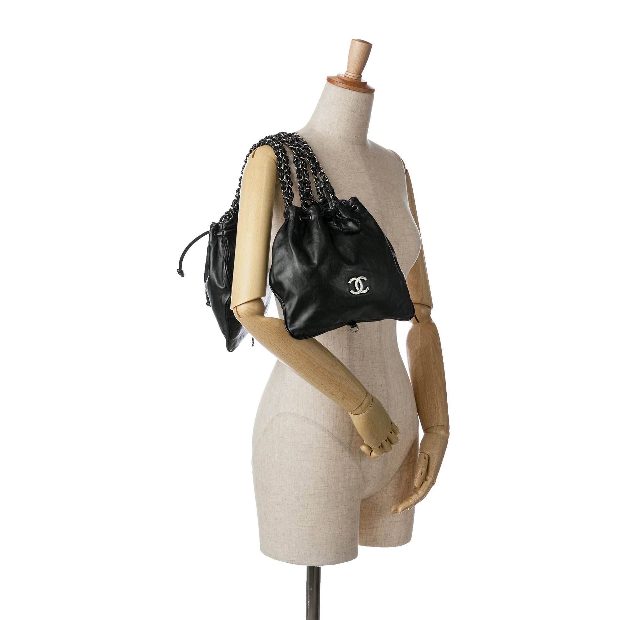 Chanel | Pre-Owned CC Calfskin Dual Twin Chain Handbag | Black