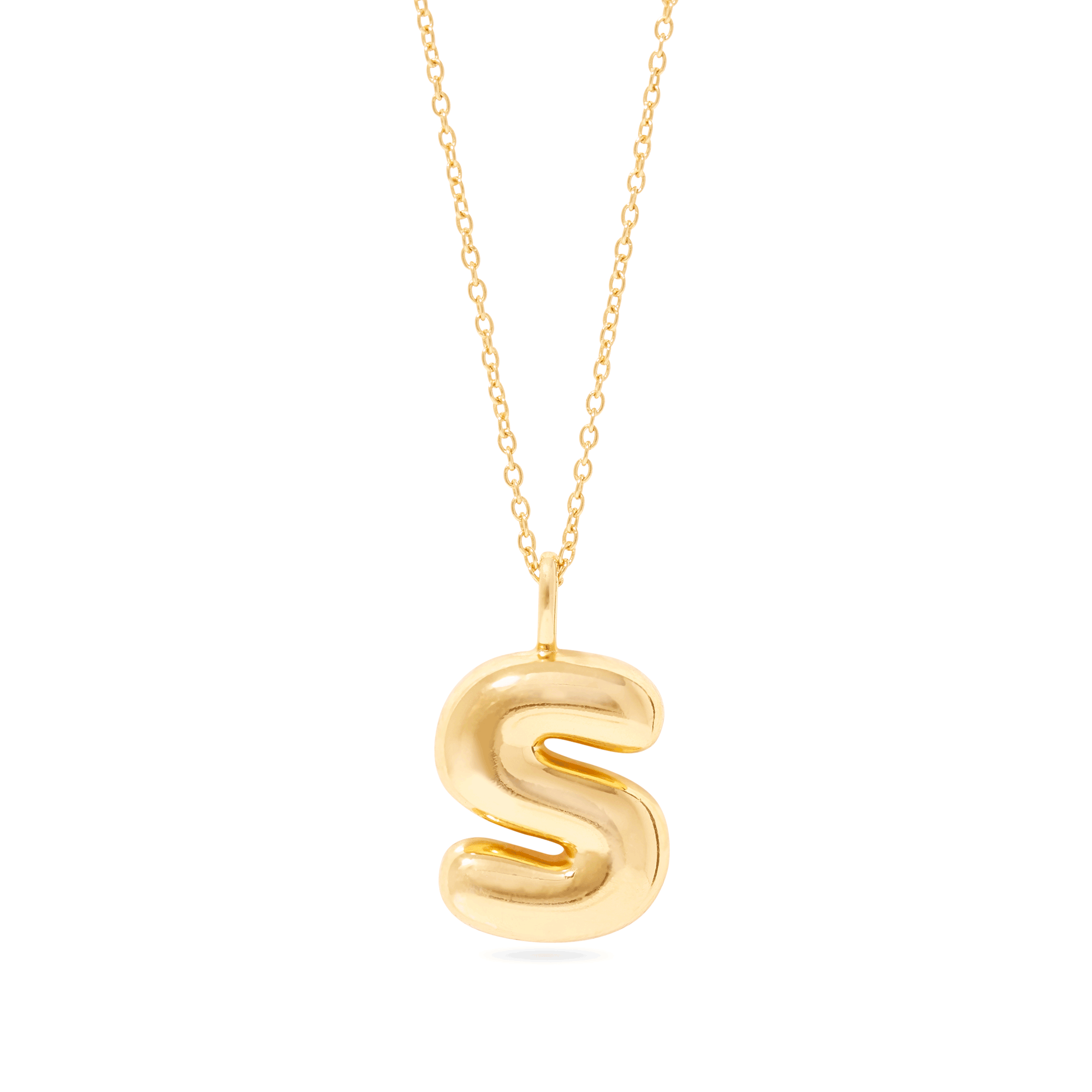 Stone and Strand Gold Vermeil XL Bubble Tea Initial Necklace Front S Image