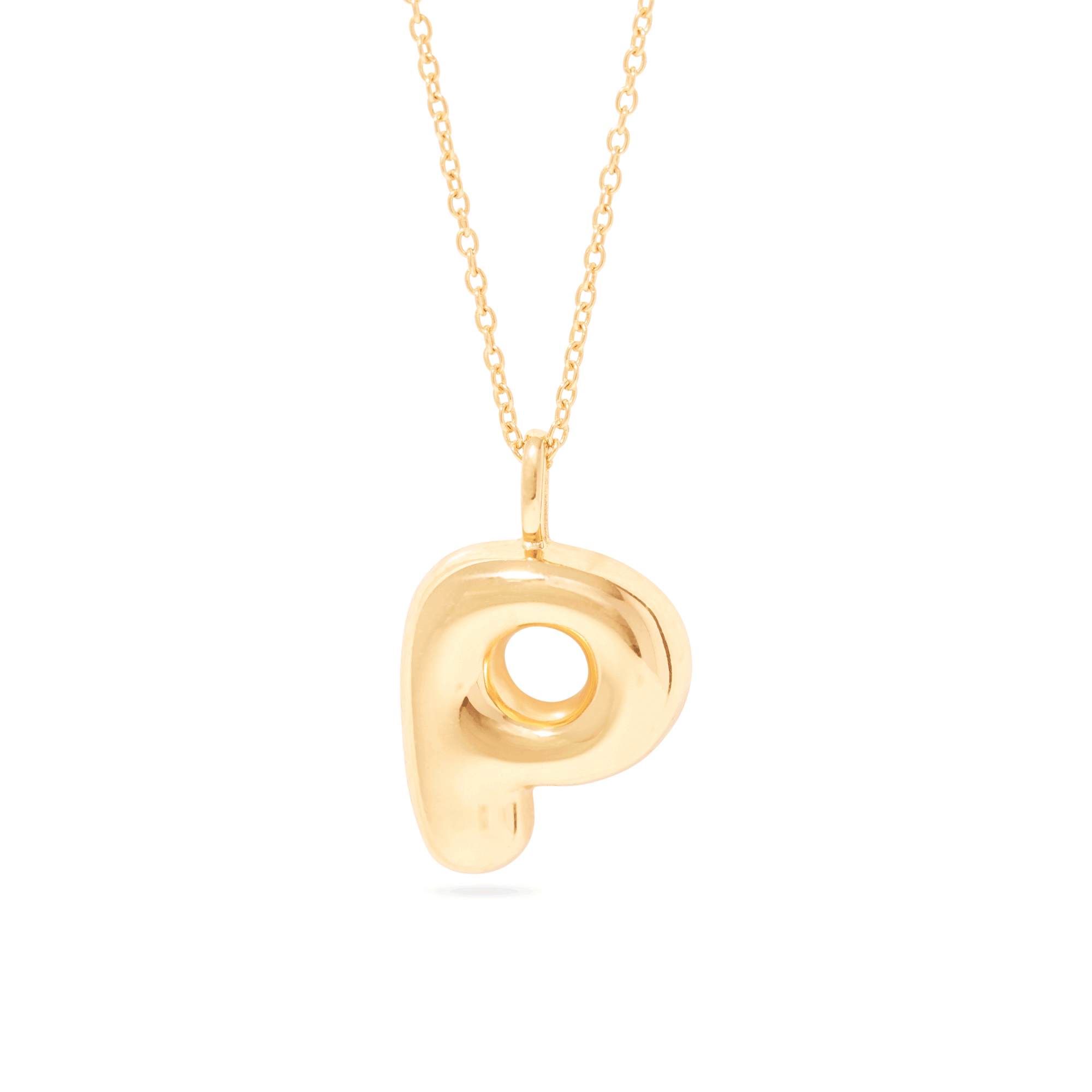 Stone and Strand Gold Vermeil XL Bubble Tea Initial Necklace Front P Image