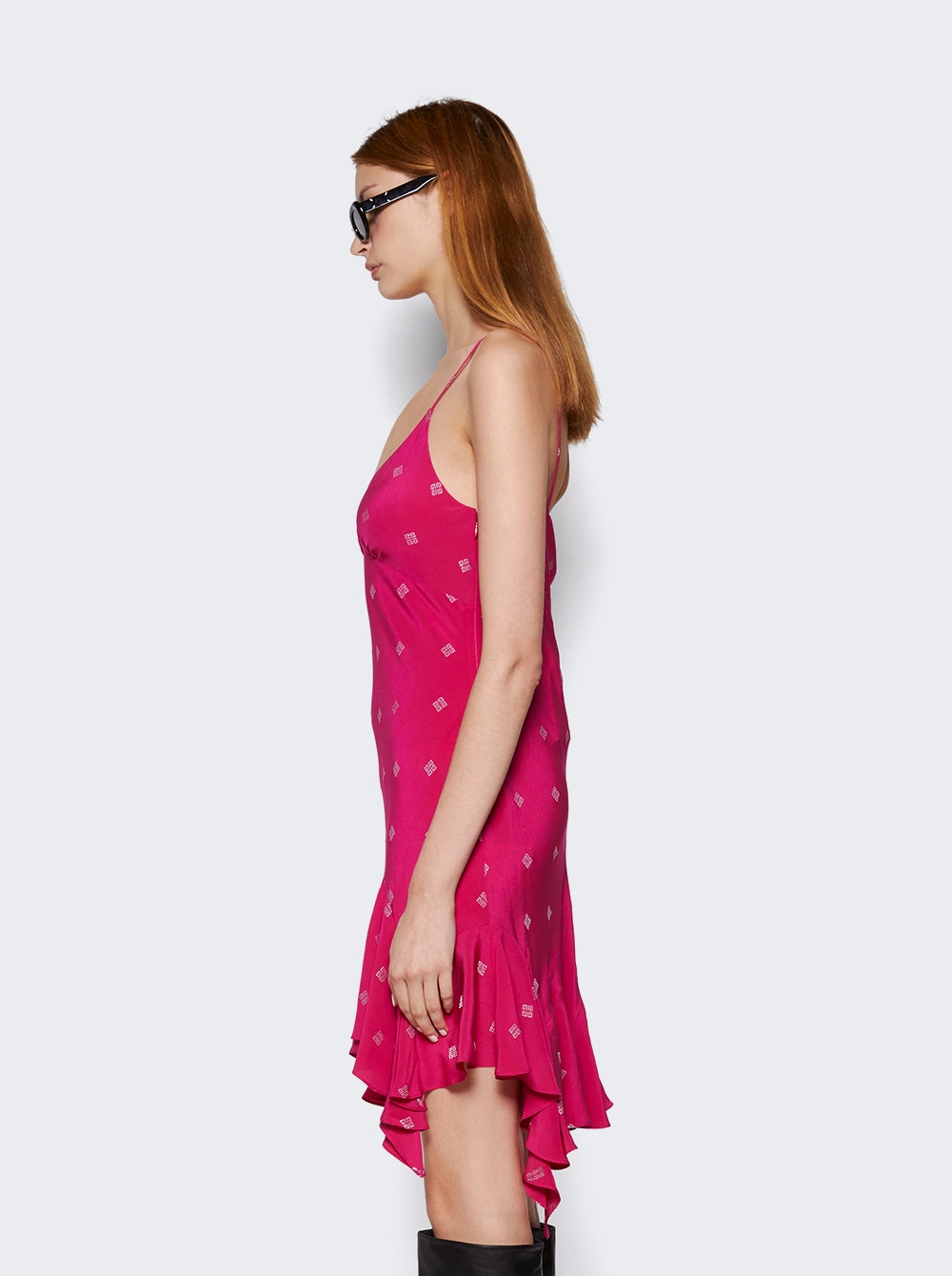 Women | Givenchy | Ruffle Silk Mini Dress | Fuchsia