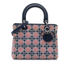 Dior | Pre-Owned Medium Lambskin And Tweed Cannage Lady | Blue/Navy