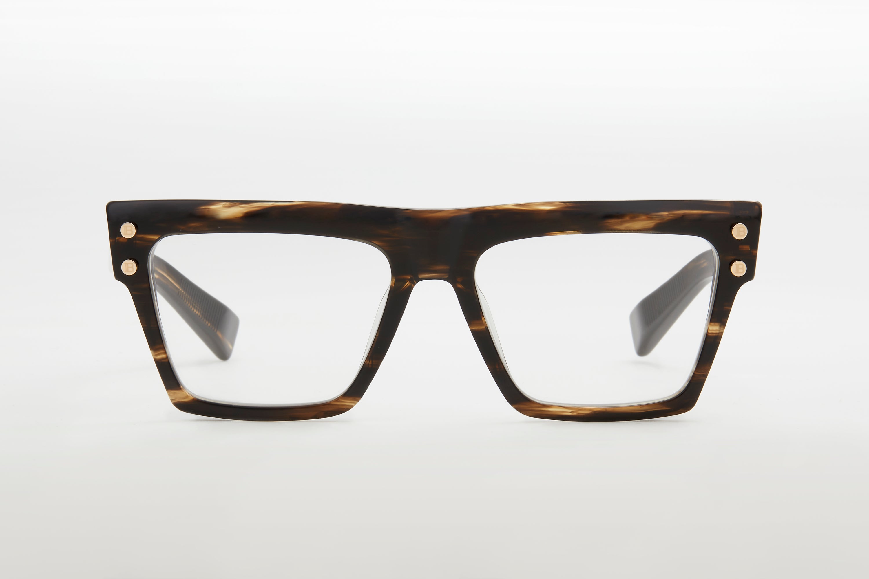 Unisex | B - V Optical | Dark Brown Swirl - White Gold | Clear