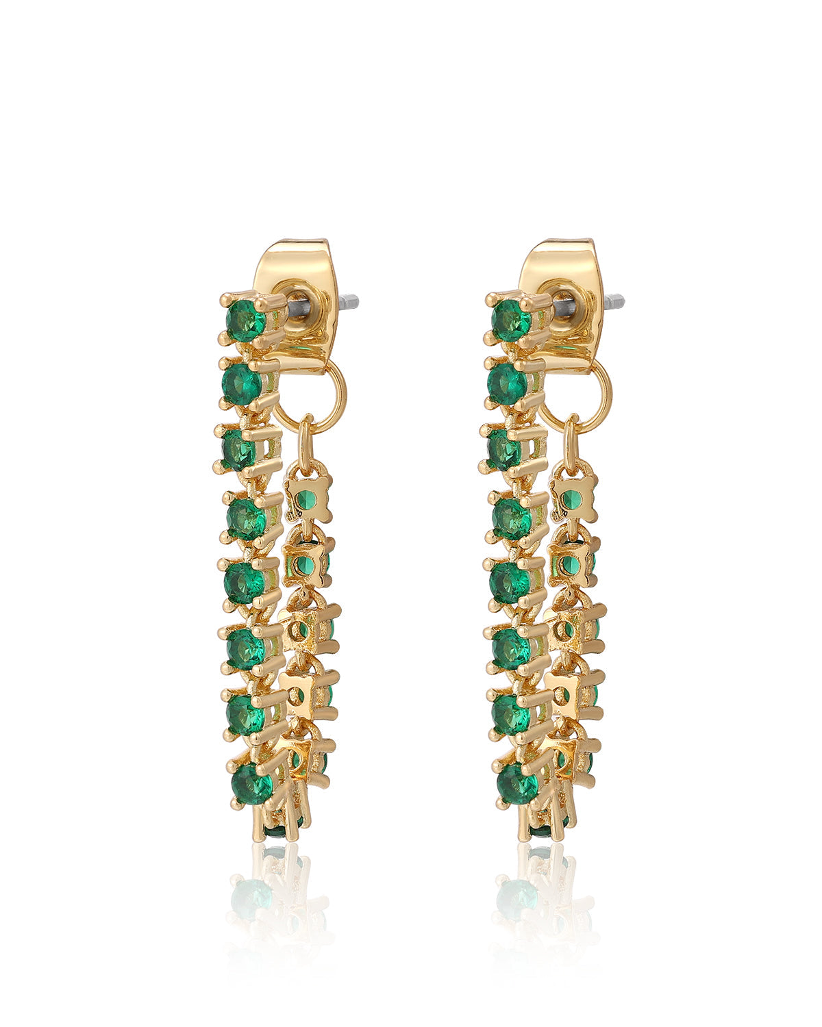 Ballier Chain Studs- Emerald Green | Gold