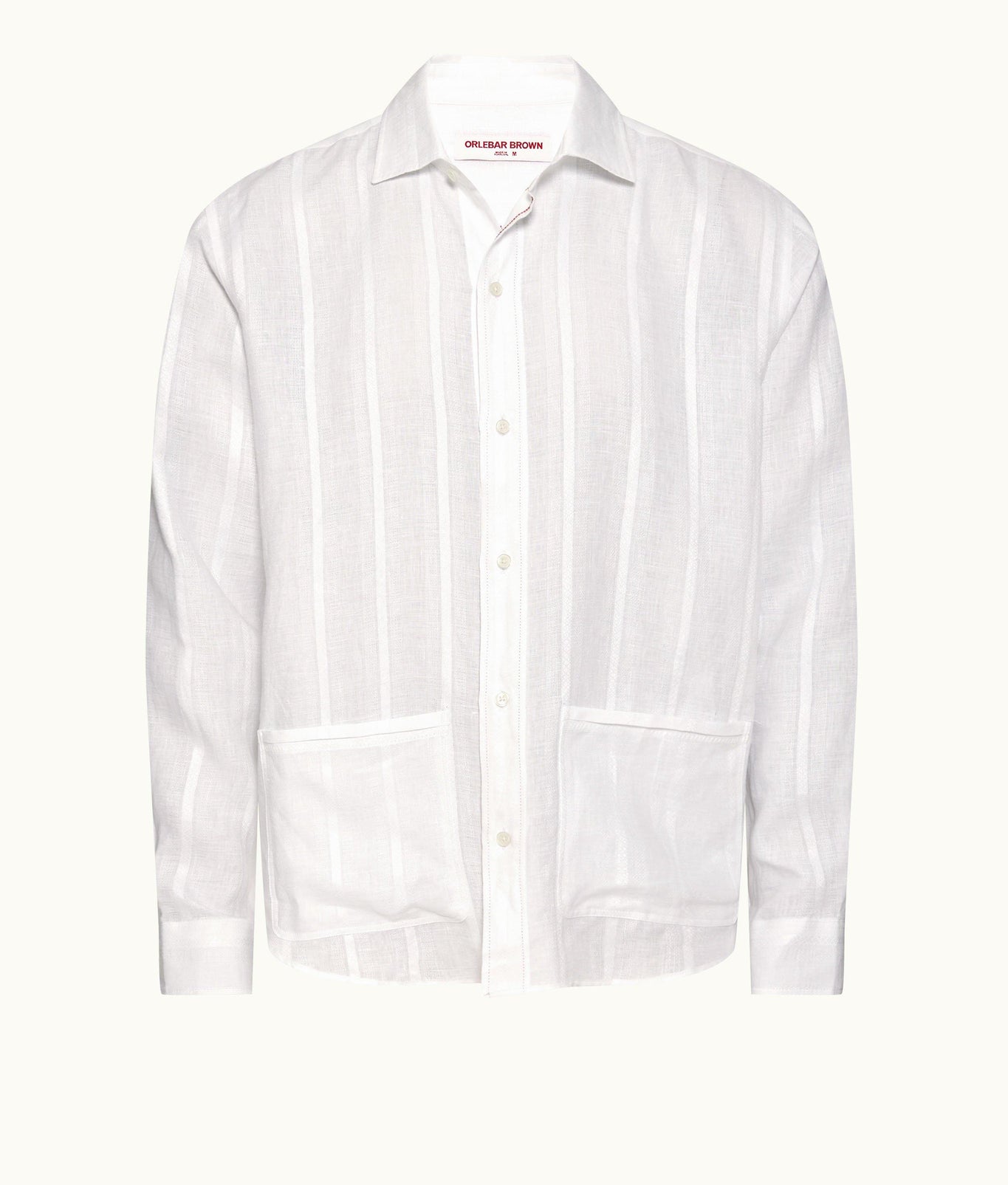 Barkley Tonal Waffle Stripe Linen Resort Overshirt Woven | White
