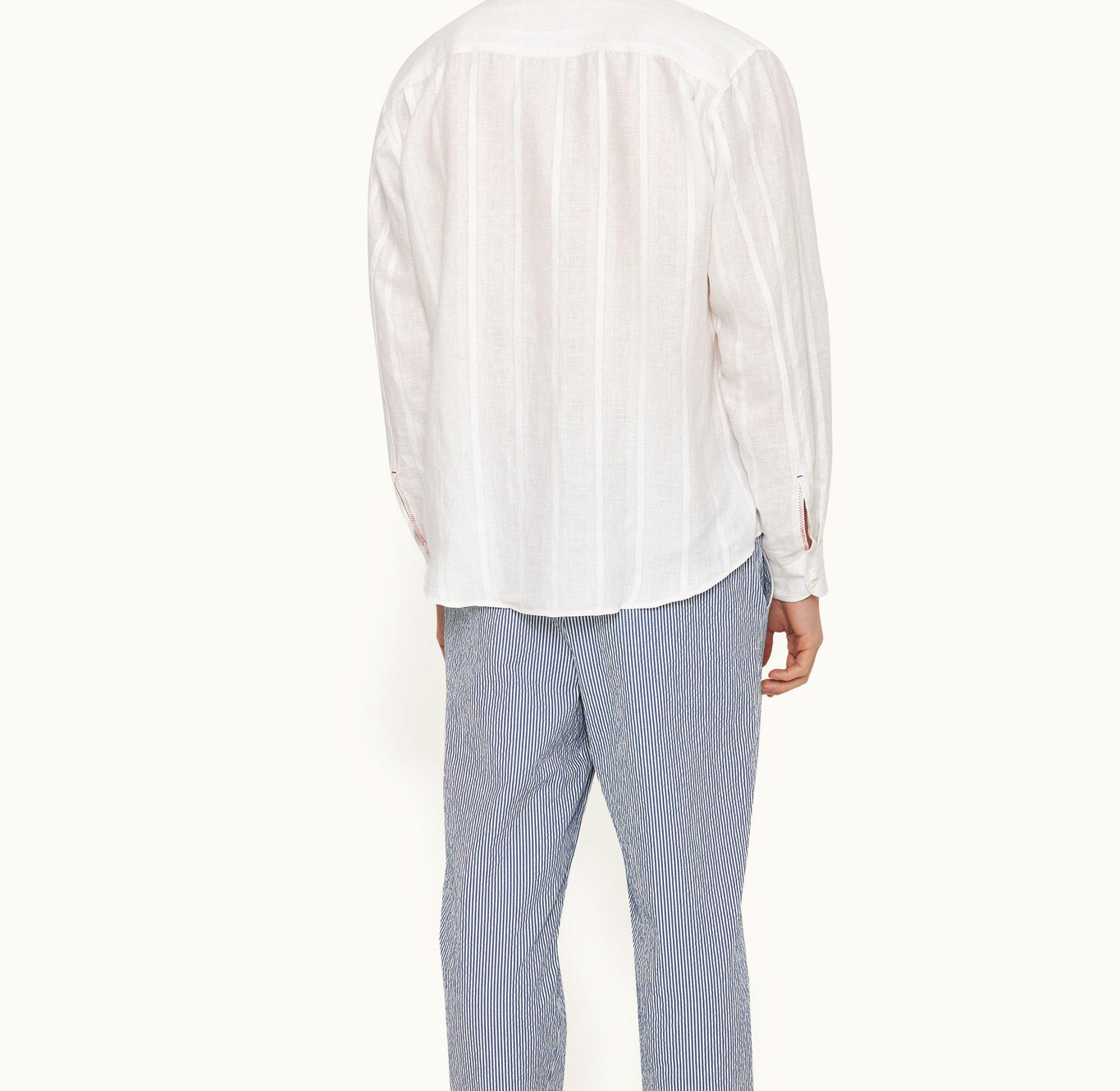 Barkley Tonal Waffle Stripe Linen Resort Overshirt Woven | White