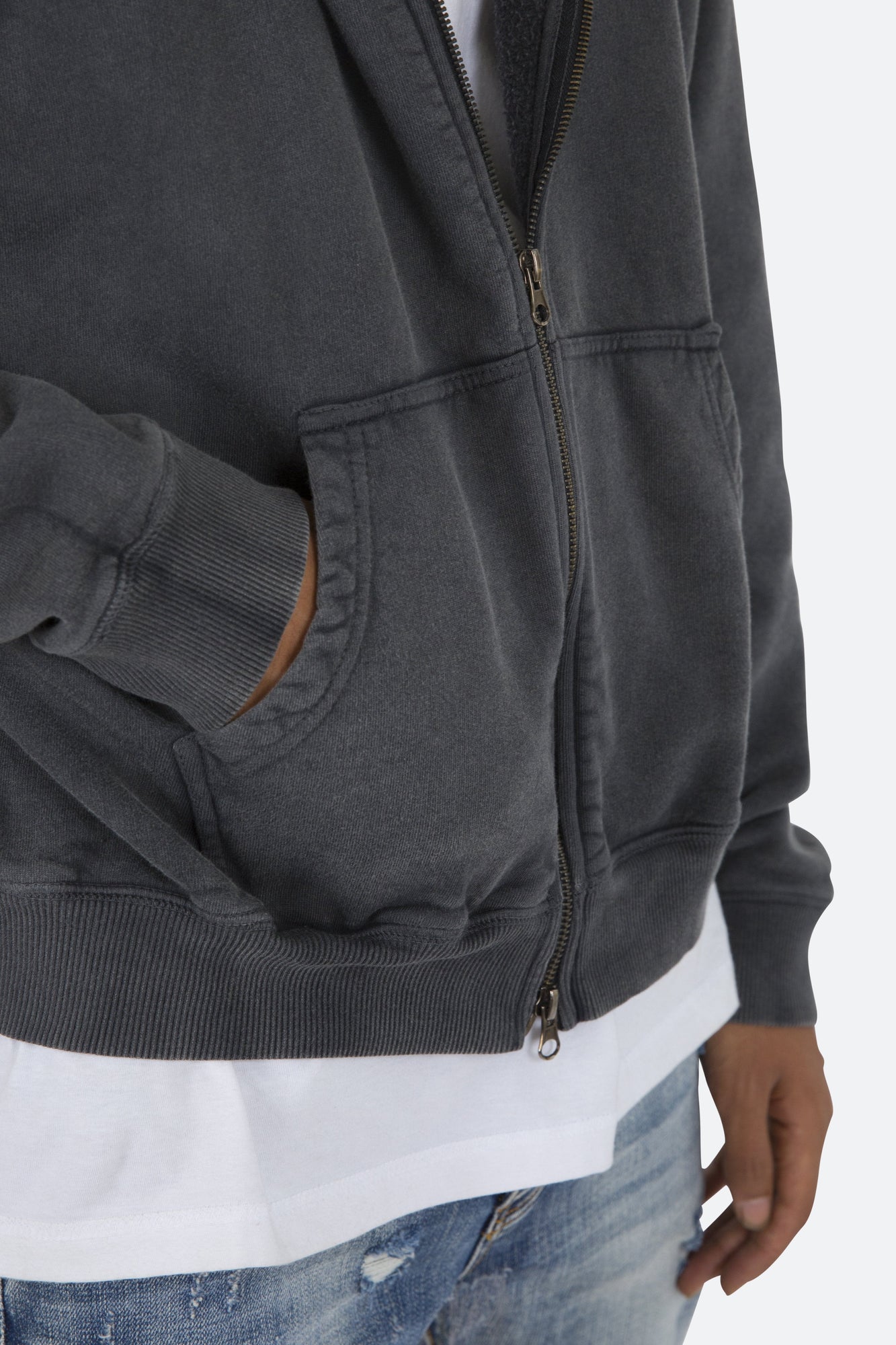 Basic Zip Up Hoodie | Vintage Black