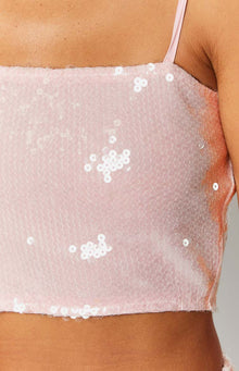 Bellah Sequin Crop Top | Pink