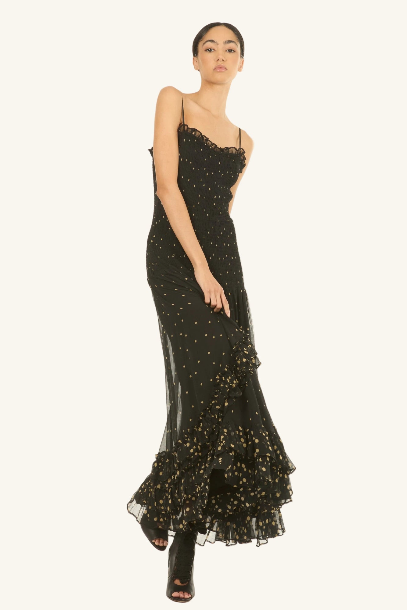 Bianca Maxi Dress | Black Polka Dot