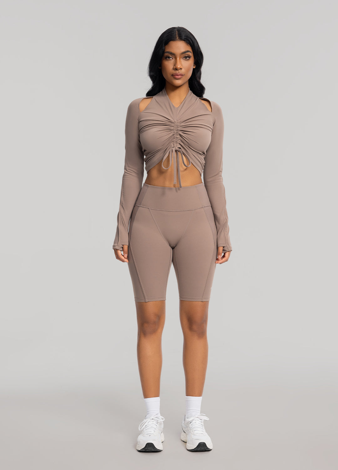 High-Waisted Performance Biker Shorts | Cocoa