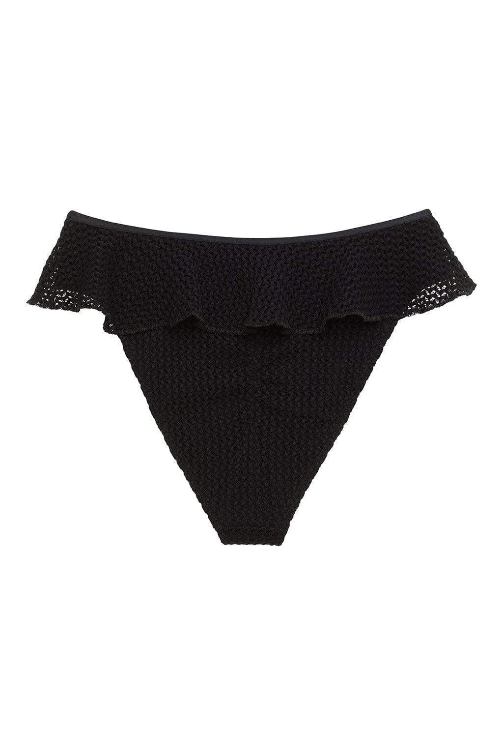 Tamarindo Ruffle Bikini Bottom | Black Crochet