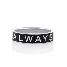 Women | Black Enamel Always Band – 6mm | 14k White Gold