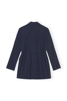Blue Drapey Melange Blazer | Sky Captain