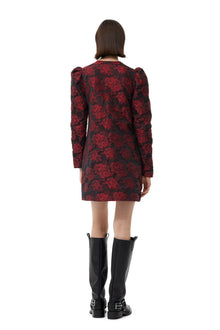 Botanical Jacquard Mini Dress | High Risk Red