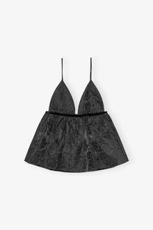 Botanical Jacquard Strap Top | Black