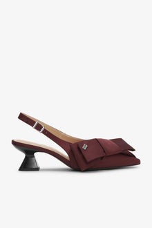 Bow Kitten Heel Pumps | Dark Burgundy
